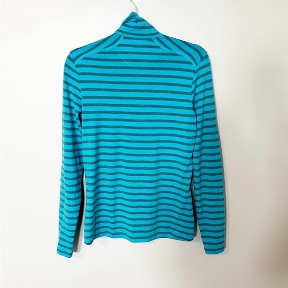 Icebreaker merino wool 260 blue stripe 1/4 zip medium - Picture 2 of 11